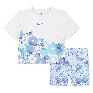 Nike Girls’ Flow-Ral Allover Print Bike Shorts Set