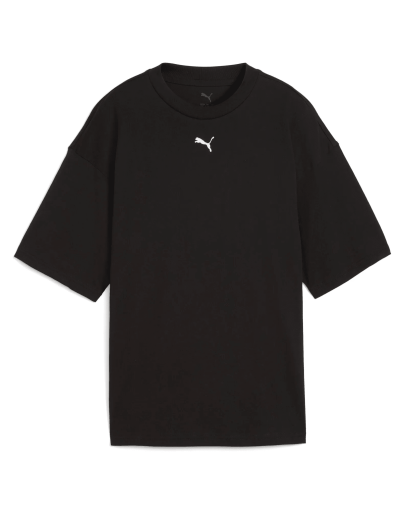 Puma Ess Logo Oversized Tee Black