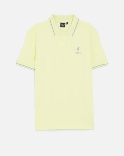 Boys rory embroidered short sleeve golfer – soft yellow