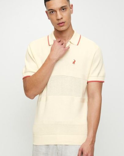 Polo Textured Tipped Knitted Golfer Stone