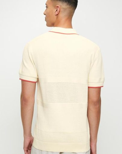 Polo Textured Tipped Knitted Golfer Stone2