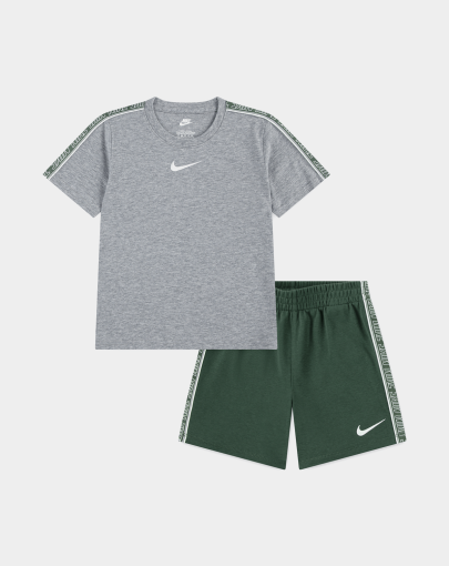 Nike Boys Poly pack Knit Grey Green Short Set