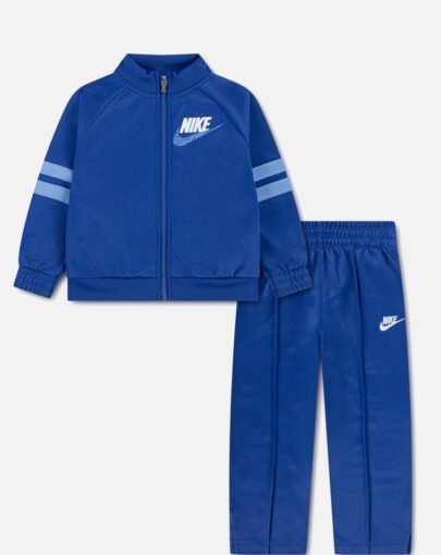 nike striped footed coverall tracksuit blue