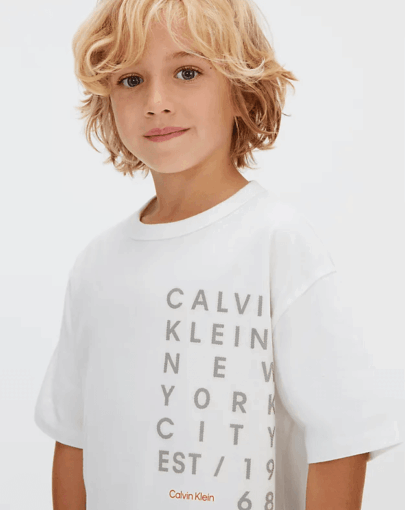 ck square logo tee white kids