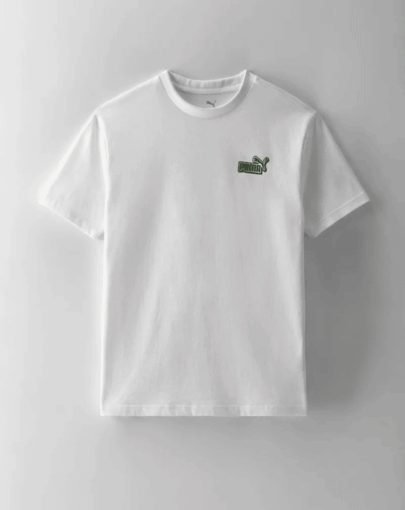 puma ess logo lab relaxed tee white green