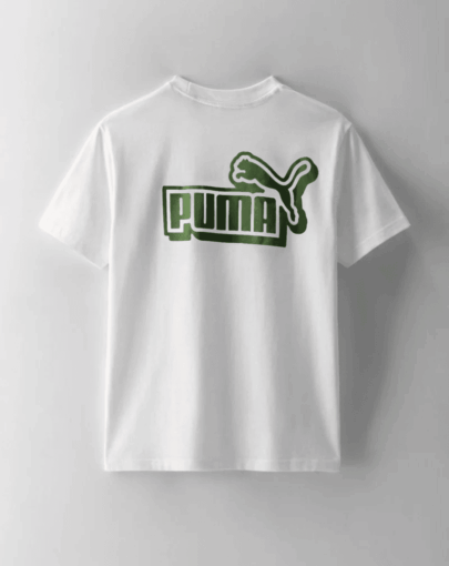 puma ess logo lab relaxed tee white green2