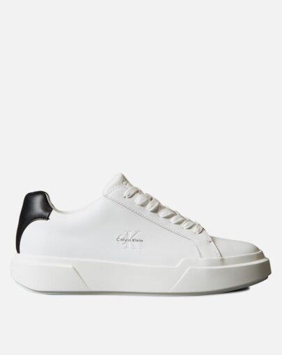 calvin klein chunky cupsole laceup leather white black white